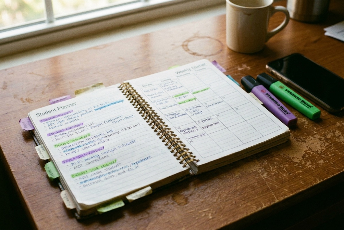 A color-coded weekly planner, the study skills and organization Lily’s Tutoring Services builds with Maryland students