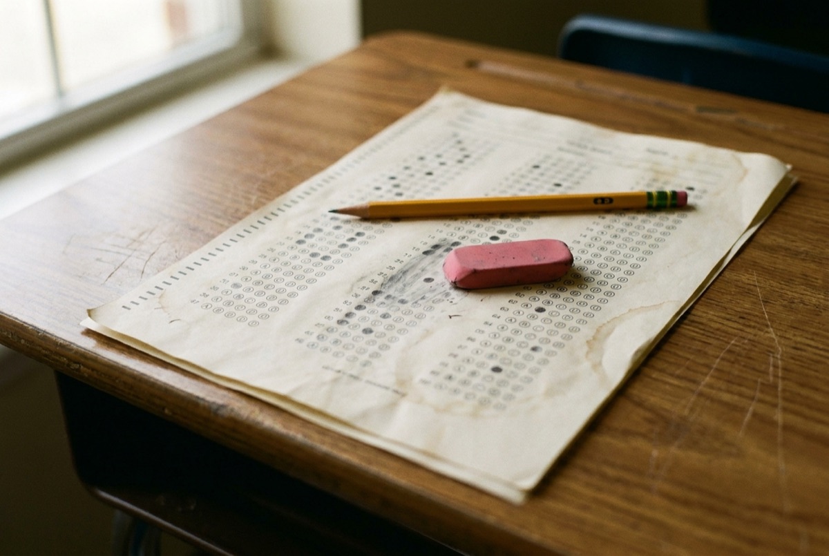 Bubble answer sheet from a timed practice test, how Lily's Tutoring Services students build SAT stamina