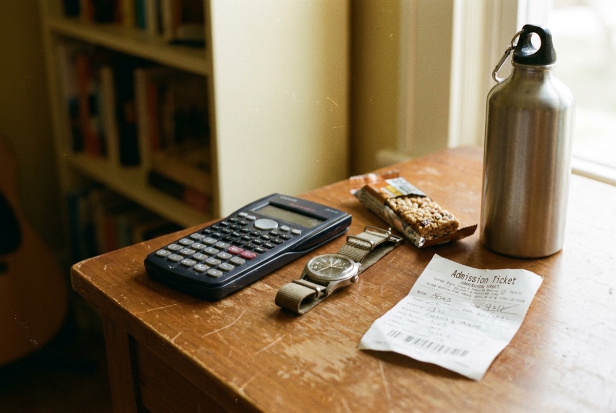 Calculator, watch, snack and water laid out the night before the SAT, a test-day routine Lily's Tutoring Services builds with Maryland students