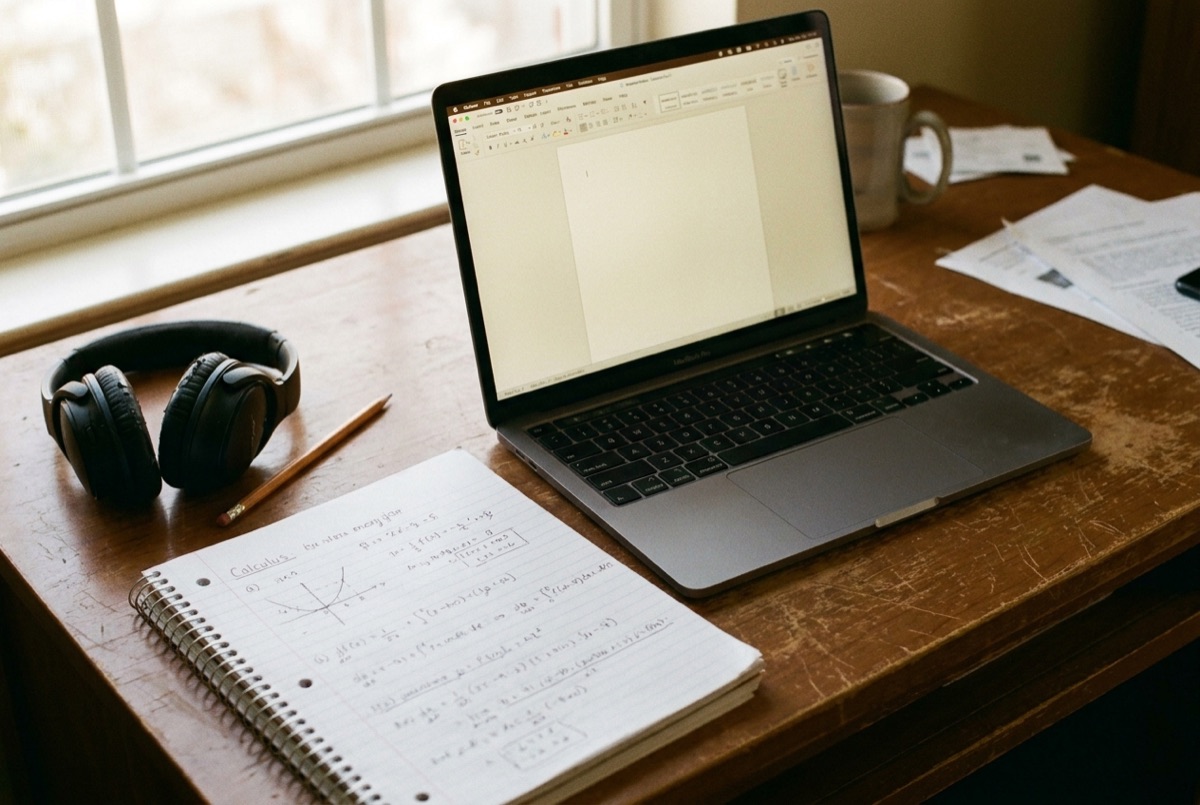 A laptop and notebook set up for online tutoring with Lily’s Tutoring Services in Maryland